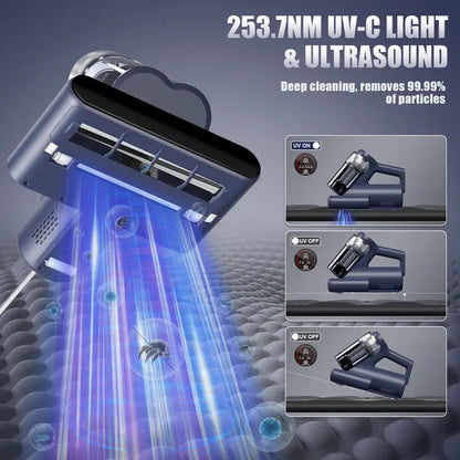 Bed Vacuum Cleaner – UV, 149°F Hot Air, Dual Cup, 16Kpa Suction