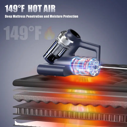 Bed Vacuum Cleaner – UV, 149°F Hot Air, Dual Cup, 16Kpa Suction