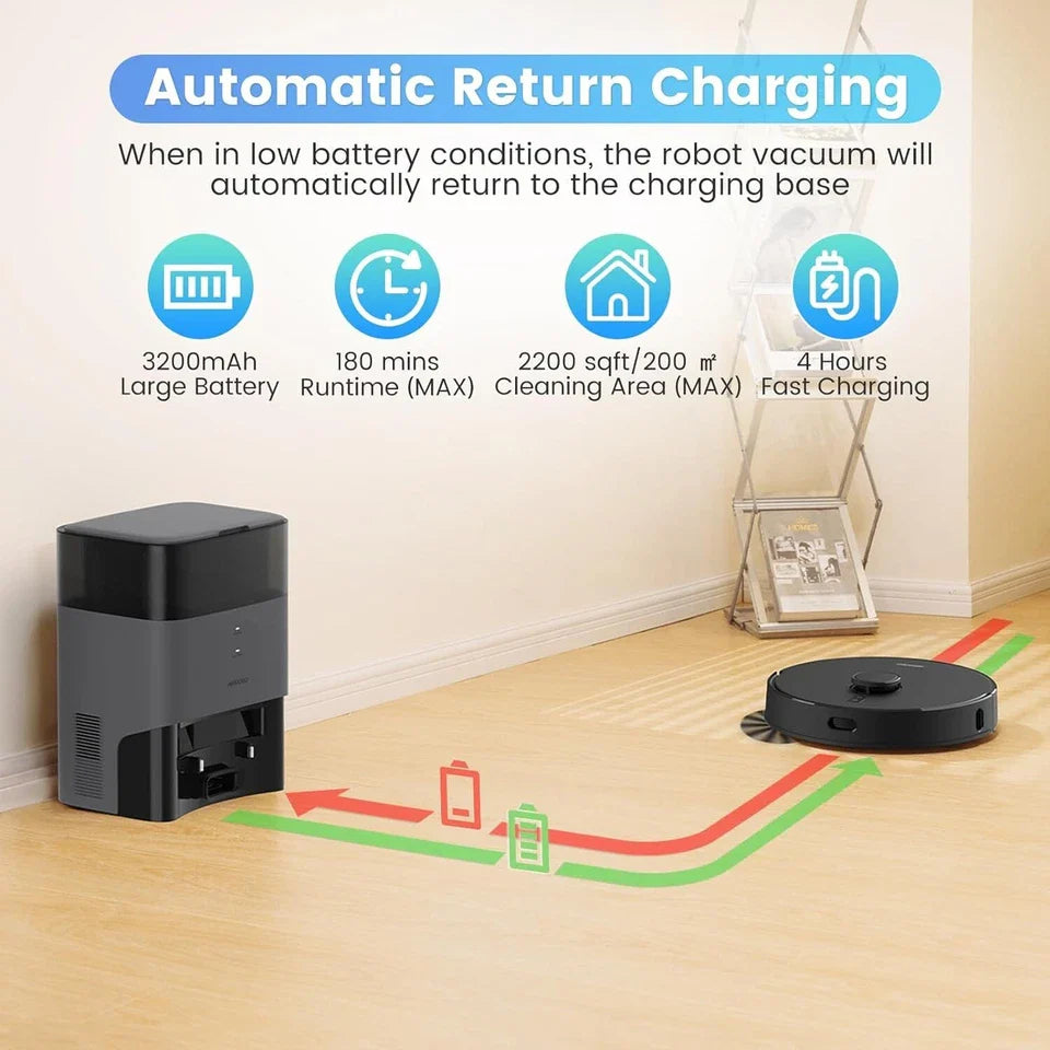 T20 Self-Emptying Robot Vacuum Cleaner Self-Charging Smart Mapping WiFi