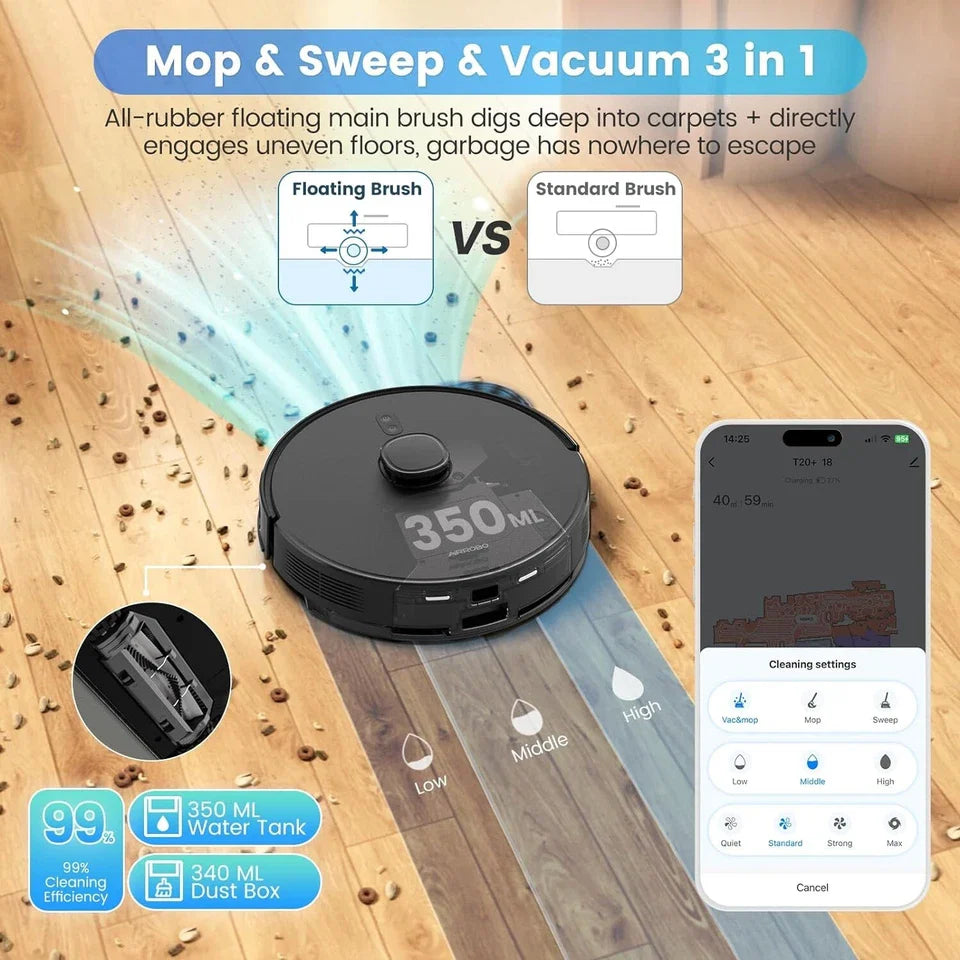 T20 Self-Emptying Robot Vacuum Cleaner Self-Charging Smart Mapping WiFi